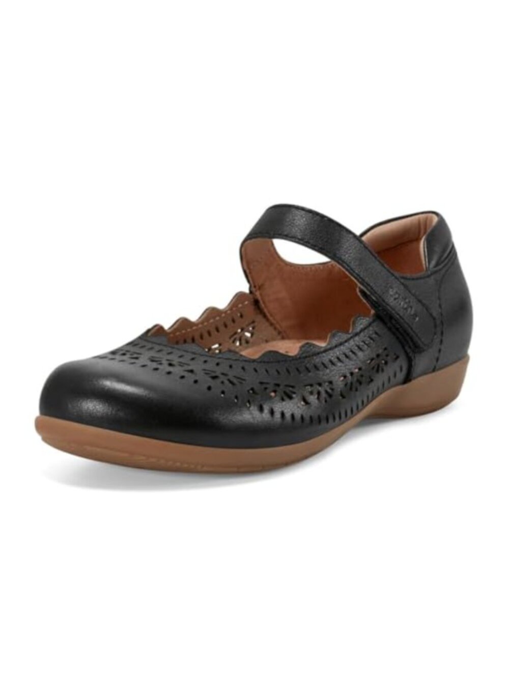 Mary Jane Flat with Cushioned Arch Support Adjustable Strap Leather
